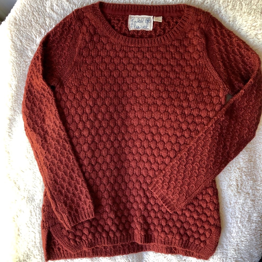 Anthropologie Field Flower Rennes Rust Sweater